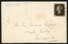SG2 1840 1d black, plate 5, JD , near 4 margins, FU on FRONT only