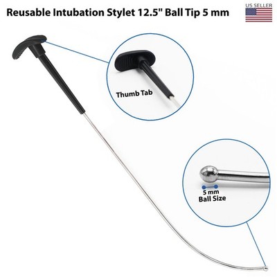Reusable Intubation Rigid Stylet 12.5'' Ball Tip 5 mm Anesthesia Instrument