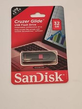 32GB Sandisk Cruzer Glide USB 2.0/3.0 Flash Drive Black/Red Sliding USB NEW
