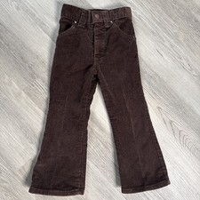 Vintage 1970s Boys Billy the Kid Brown Bell Bottom Corduroy Pants Sz 4 Slim