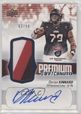 2018 Upper Deck USA Football U19 Premium Swatch 63/99 Darian Kinnard Auto 3vx