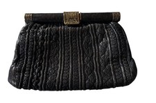 Sac de dame ART NOUVEAU cuir & métal doré Bourse Aumonière Minaudière 1920