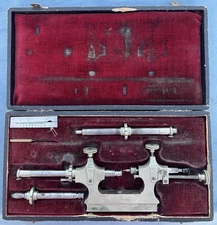 ANTIQUE JACOT "TOUR A PIVOTER" BRASS PIVOT POLISHER, ORIG CASE, PIVOT GAUGE, !!!