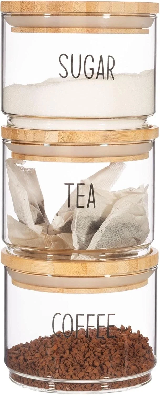 Premium Quality Tea, Coffee, Sugar Stacking Jars - Set Of 3 Sass & Belle