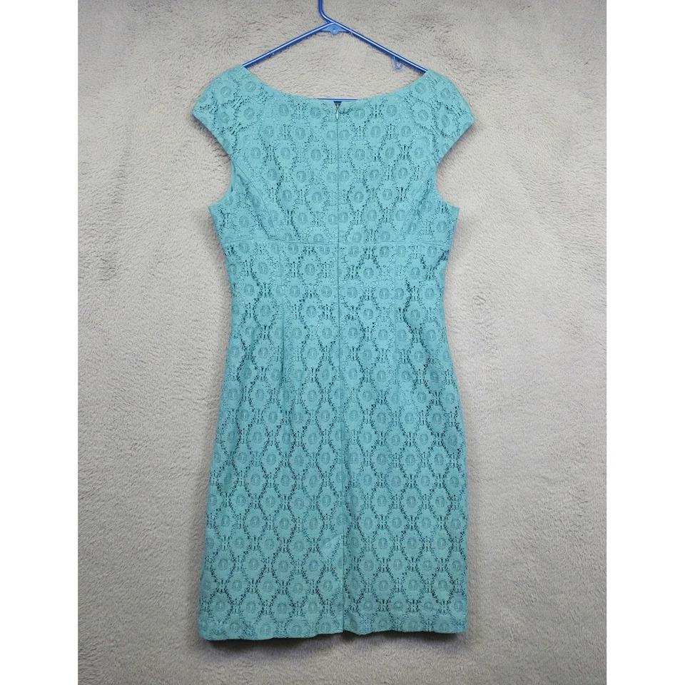 Adrianna Papell Dress Womens 12 Blue Floral Lace Overlay Formal Evening Sheath - Image 3 of 4