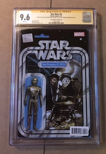 STAR WARS #5 CGC 9.6  FIGURE VARIANT SS SIGNED ANTHONY DANIELS "C-3PO" & JTC