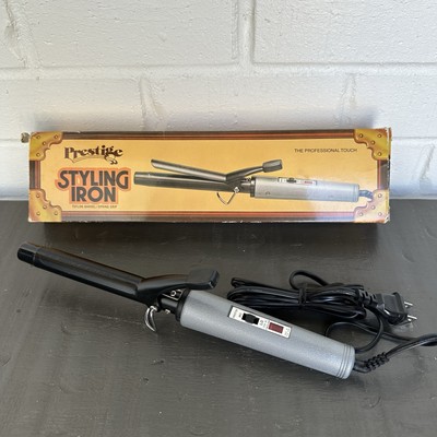 Vintage Prestige Styling Curling Iron Teflon Chrome 3/4  Barrel / Spring Clip