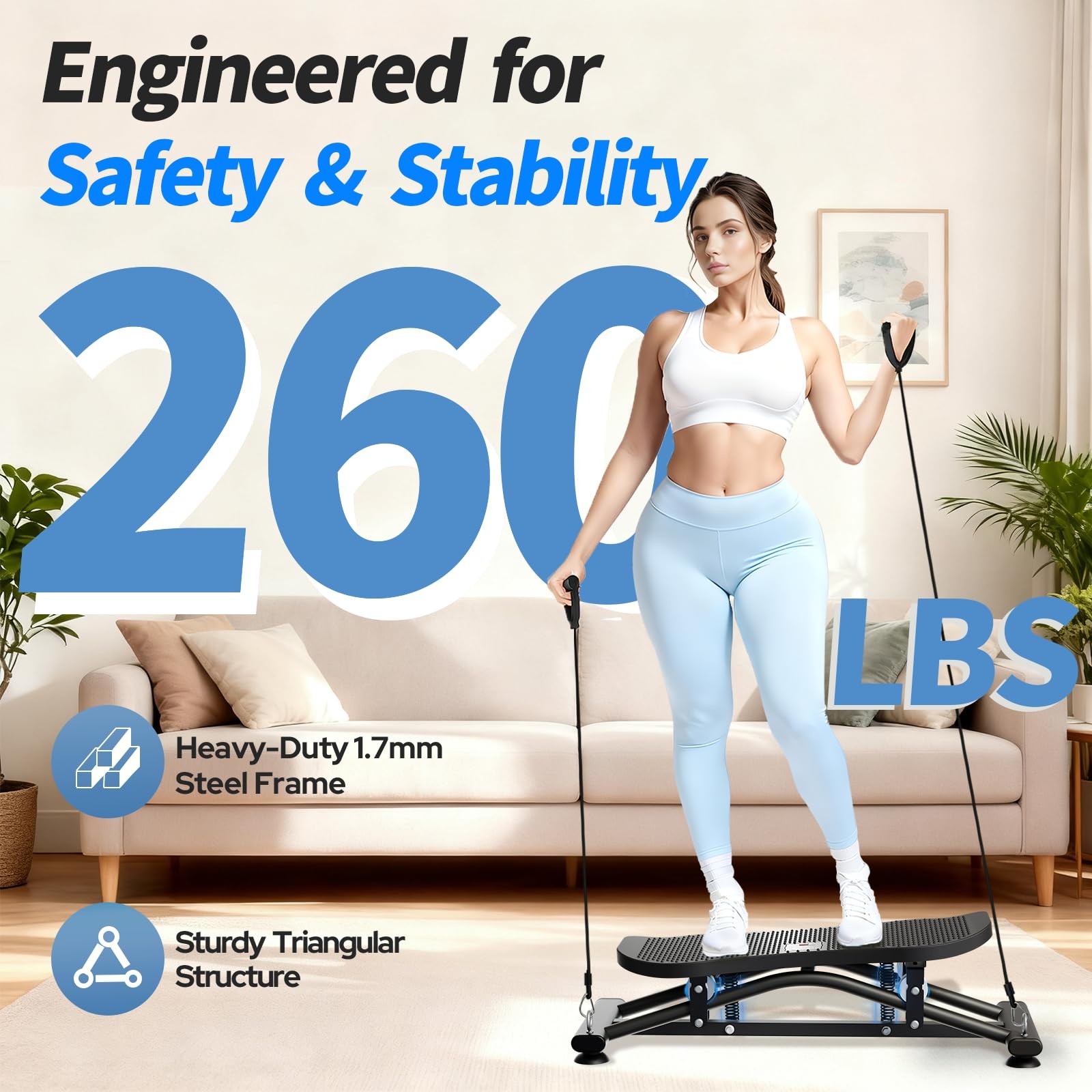 Balance Board for Adults, Ski Machine Exercise Equipment with Resistance Band... thumbnail 5