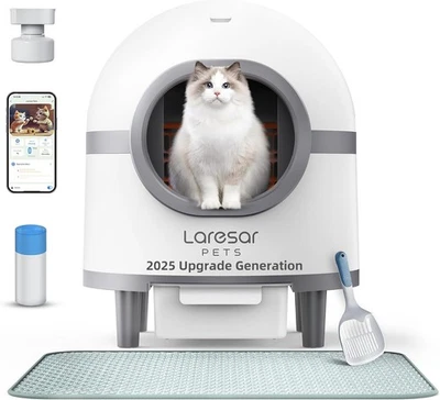 Laresar Pets Self Cleaning Automatic Cat Litter Box w/ APP, Odor Control