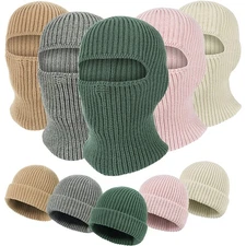 Men Women Winter Knit Fashion 2 in 1 Full Face Earmuff Balaclava Cap Beanie Hat 