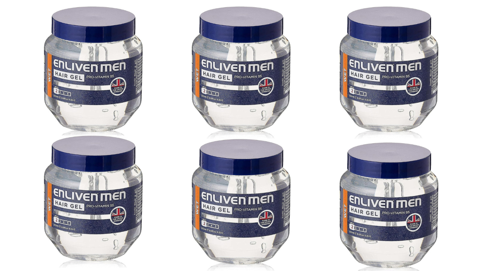 6 x Enliven Men Wet Look Clear Hair Gel 250ml with Pro-Vitamin B5 SAME DAY SHIP