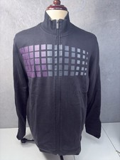 Men  s Alfani Black Mock Neck Geometric Print 2XL Full Zip Sweater