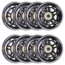 Inline Skate Wheels with Bearings, 72mm, 8Pack, Black Transparent for Scooter