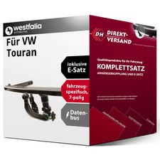 Für Touran Typ 1T1/1T2 (Westfalia) Anhängerkupplung abnehmbar + E-Satz 7pol AHK
