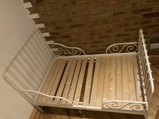 IKEA White Minnen Extendable Kids Bed White Metal Frame With Wooden Slats