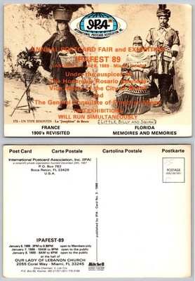 IPAFEST 89 Miami FL Postcard Fair Exhibition 1989 French Florida Theme
