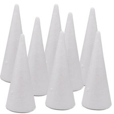 8 Pack Foam Cones Polystyrene Cone 3.74x9.85in for Christmas Tree Project Wed...