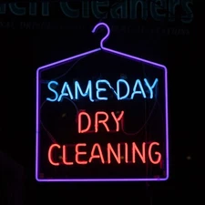 Laundry Same Day Dry Cleaning 24"x20" Neon Sign Lamp Handmade Artwork Display EY