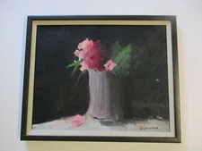 VINTAGE OIL PAINTING IMPRESSIONISM MODERNISM J LAWRENCE FLORAL FLOWERS SIGNED