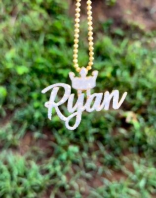 Birthday Gift 4 Him 1ct Real Moissanite Custom 'RYAN' Name Pendant 925 Silver