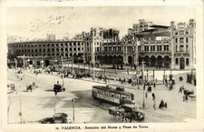 CPA AK VALENCIA Estacion del Norte y Plaza de...