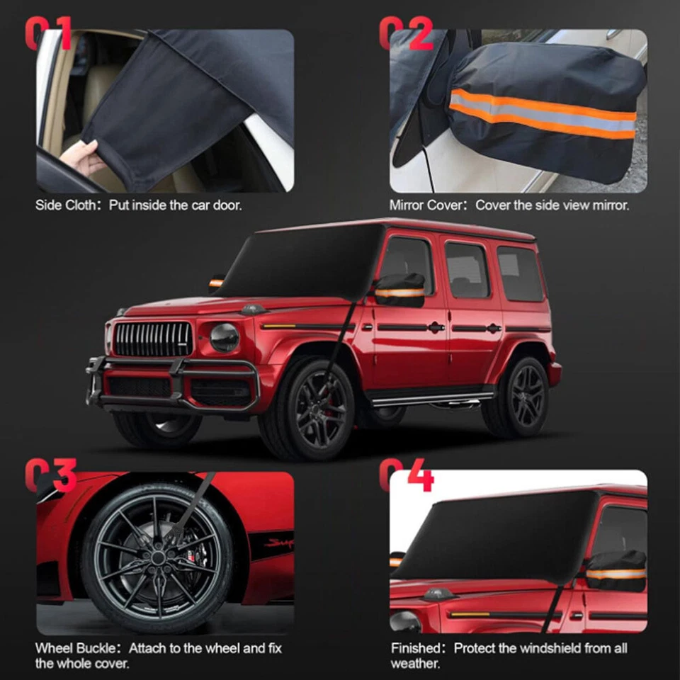 Cubierta de nieve para parabrisas Jeep protector contra heladas protector contra hielo con cubierta de espejo lateral Foto 4 de 4