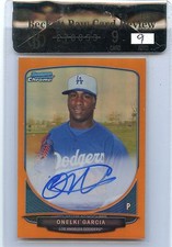 2013 BOWMAN CHROME #BCA-OG ONELKI GARCIA AUTOGRAPH ORANGE REFRACTOR RC SP #14/25