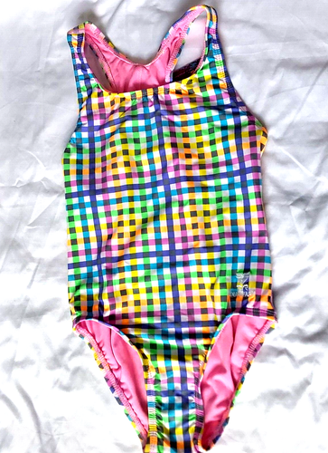 TYR DuraFast Lite Youth Sunset Plaid Maxfit 1pc Swimsuit Dk Violet Girls Size 10 - Picture 4 of 4