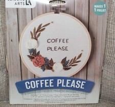 Leisure Arts Coffee Please Embroidery Project Kit 11pc NEW Fast Shipping