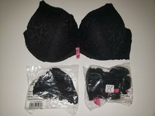 Frederick's of Hollywood Black Lace Bra 36C Garter G-String Set Brand New w Tags
