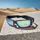 Costa Del Mar TUNA ALLEY PRO sunglasses BLACK frame Green mirror glass 580G lens