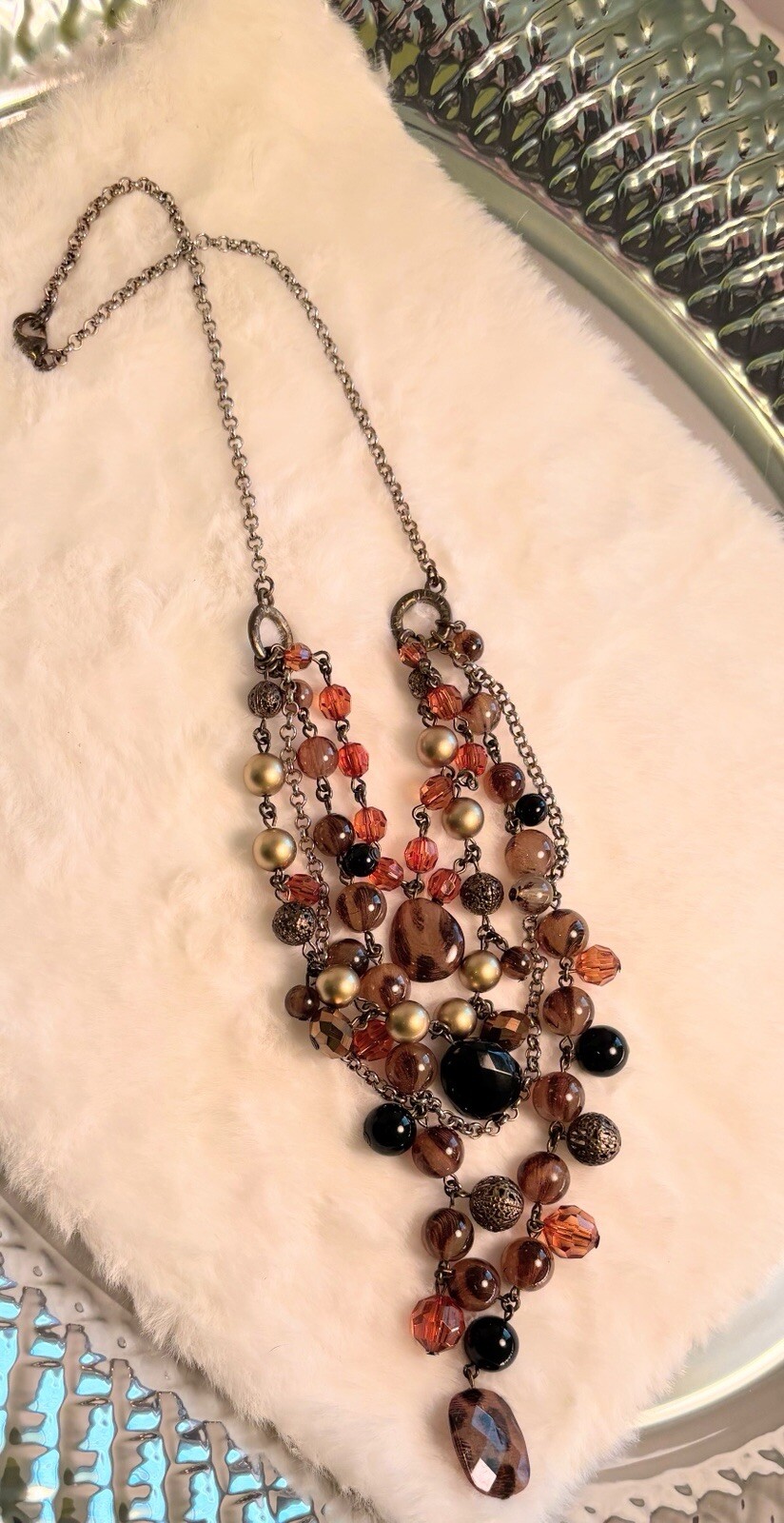 Statement Piece Necklace Multi Stone/Layered Mix … - image 5