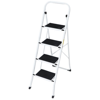 New Non-slip 4 Step Steel Ladder Folding Platform Stool 330 lbs Load Capacity