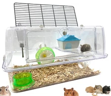 Deluxe 2-Tiers Acrylic Dwarf Hamster Palace Mouse Home Gerbil Rat Habitat Cage