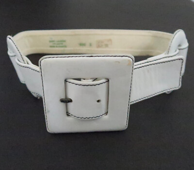 vtg SAINT LAURENT Rive Gauche white leather belt XS S vtg SAINT LAURENT Rive Gauche white leather belt XS S | eBay main image 4