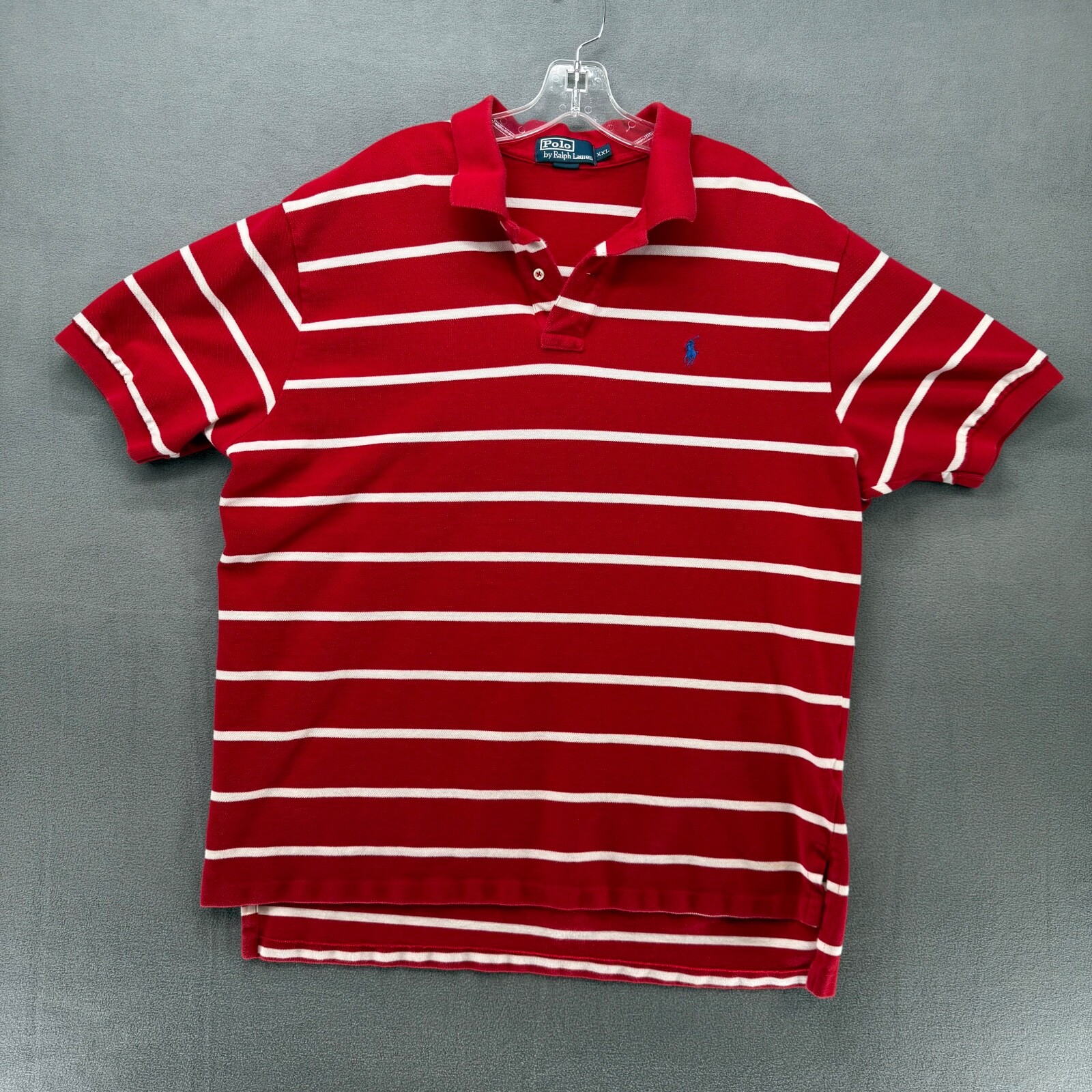 Polo Ralph Lauren Shirt Mens XXL Red 1/4 Button Blue Pony Stripe Dovetail Golf