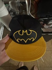 Six Flags Batman Hat Cap DC Comics Black Yellow Snapback Adult Vintage