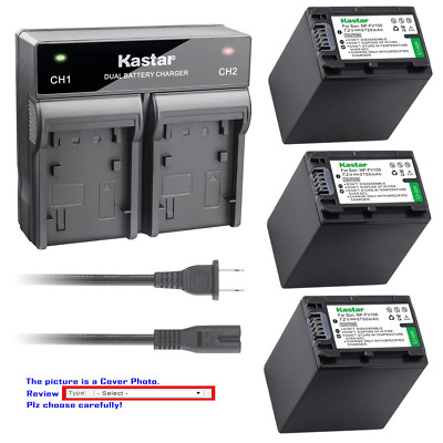 Kastar Battery Rapid Charger for Sony NP-FH100 & Sony DCR-SR90 DCR-SX30 DCR-SX31