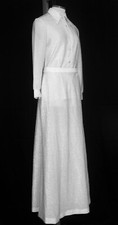 VTG 70s DISCO Metallic Shimmer Outfit Pointy Collar Blouse A-line Skirt Silver M