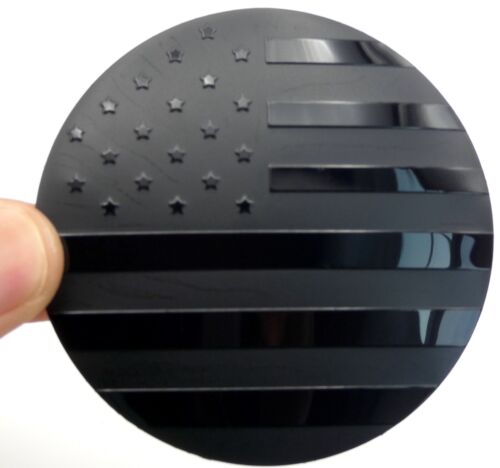 1x Patriotic American Flag Decal Sticker Emblem Aluminum Dome 65mm 2.55" Black - Foto 4 di 21