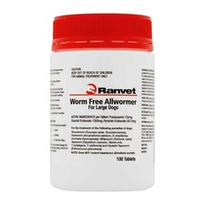 Ranvet's All wormer Tablets For Up To 25 kg Dogs 100 Tablets Canine Allwormer