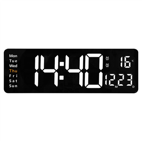 16" Digital LED Desk Alarm Clock Large LCD Display Wall Clock Temperature Date - Picture 12 of 12