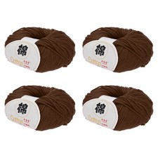 Cotton Yarn,Soft Knitting Yarn 4 Packages of 200g/7.05oz/ Dark Brown