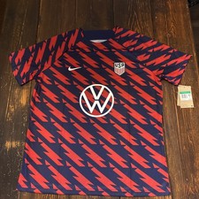 Nike USMNT USA Mens Soccer Pre-Match Training Jersey Navy Red XL