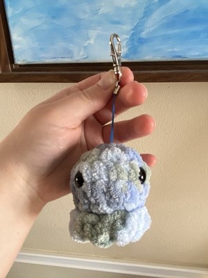 Small Blue/Green/Grey Octopus Crochet Keychain - Handmade