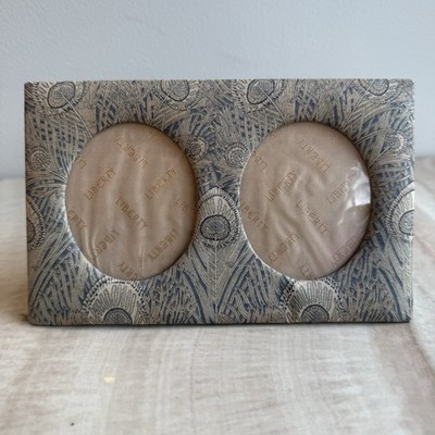 Liberty of London VTG Hera Feather Fabric Double Oval Photo Frame Art Nouveau