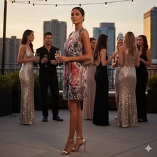 Alice Olivia Dress 6 Silk Snow Leopard Jungle Open Back Scoop Party Cocktail