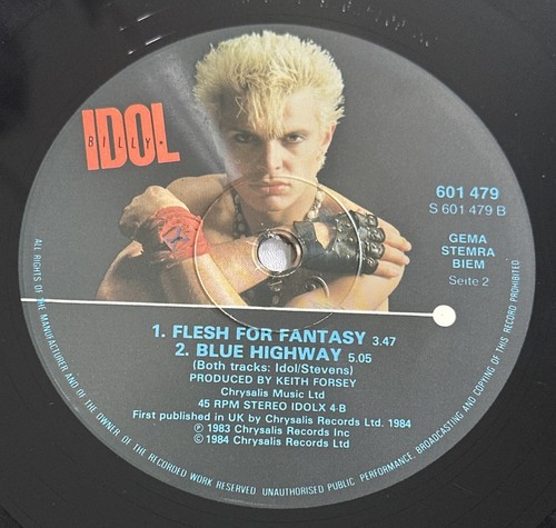 Billy Idol - Flesh for fantasy - 12" Vinyl Record European Issue VG+ / VG+ - Picture 5 of 6