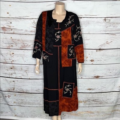 Draper s & Damon s Sz 1X Black & Brown Patchwork 2 Pc. Jacket & Dress Outfit Set