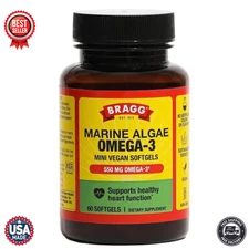 BRAGG Omega-3 Supplement Capsules with DHA and EPA - 60 Vegan Softgels - 60 serv